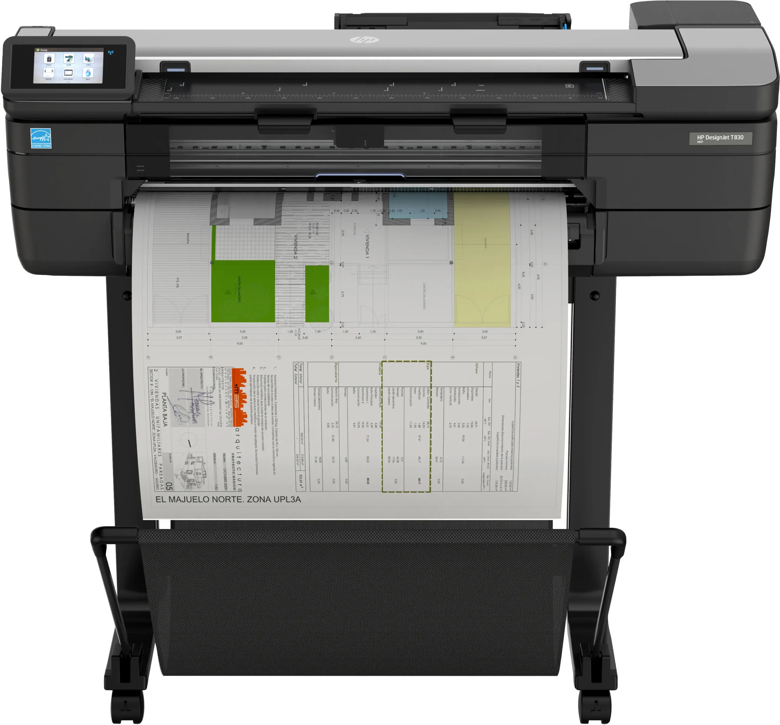 HP DesignJet T830 - 24" monitoimitulostin - väri - mustesuihku - 610 x 2770 mm (alkuperäinen) - Rulla (61 cm) (media) - jopa 0.43 min/sivu (tulostus)