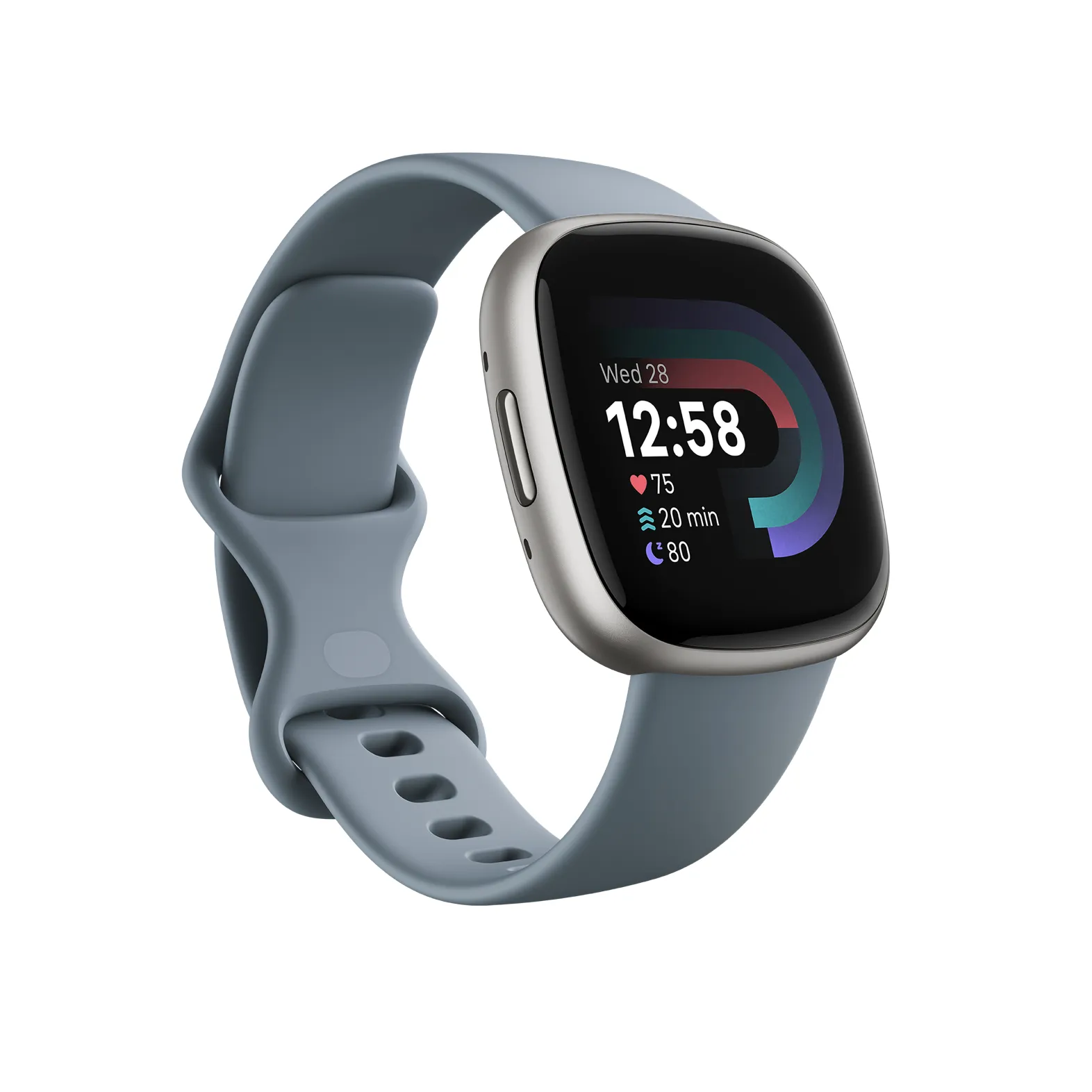 Fitbit Versa 4 -älykello, Waterfall Blue/Platin