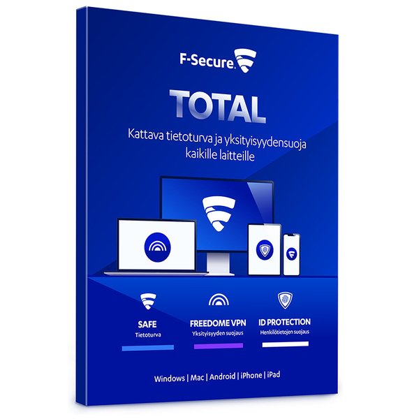 F-Secure TOTAL 12 kk / 5 laitetta -tietoturvaohjelmisto, ESD - sähköinen lisenssi