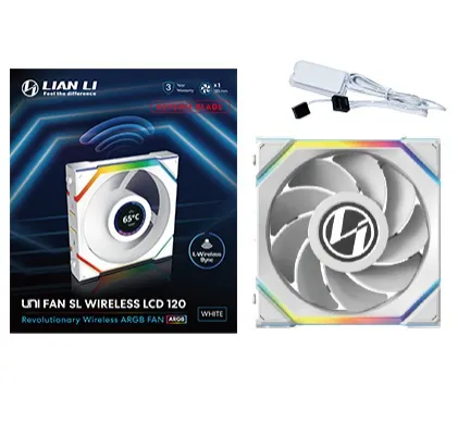 Lian Li UNI FAN SL Wireless LCD Reverse, 120mm -kotelotuuletin, Valkoinen