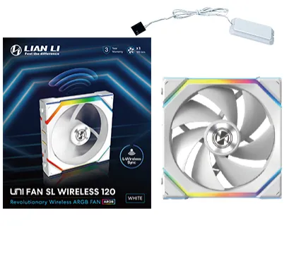 Lian Li UNI FAN SL Wireless, 120mm -kotelotuuletin, Valkoinen