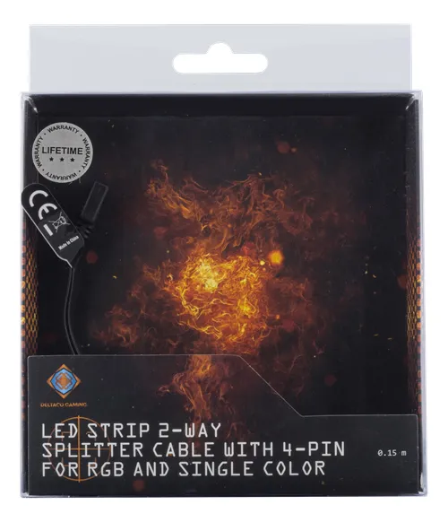 Deltaco GAM-059 GAMING valonauhan haaroitin, passiivinen, 4-pinninen, 0,15 m, musta