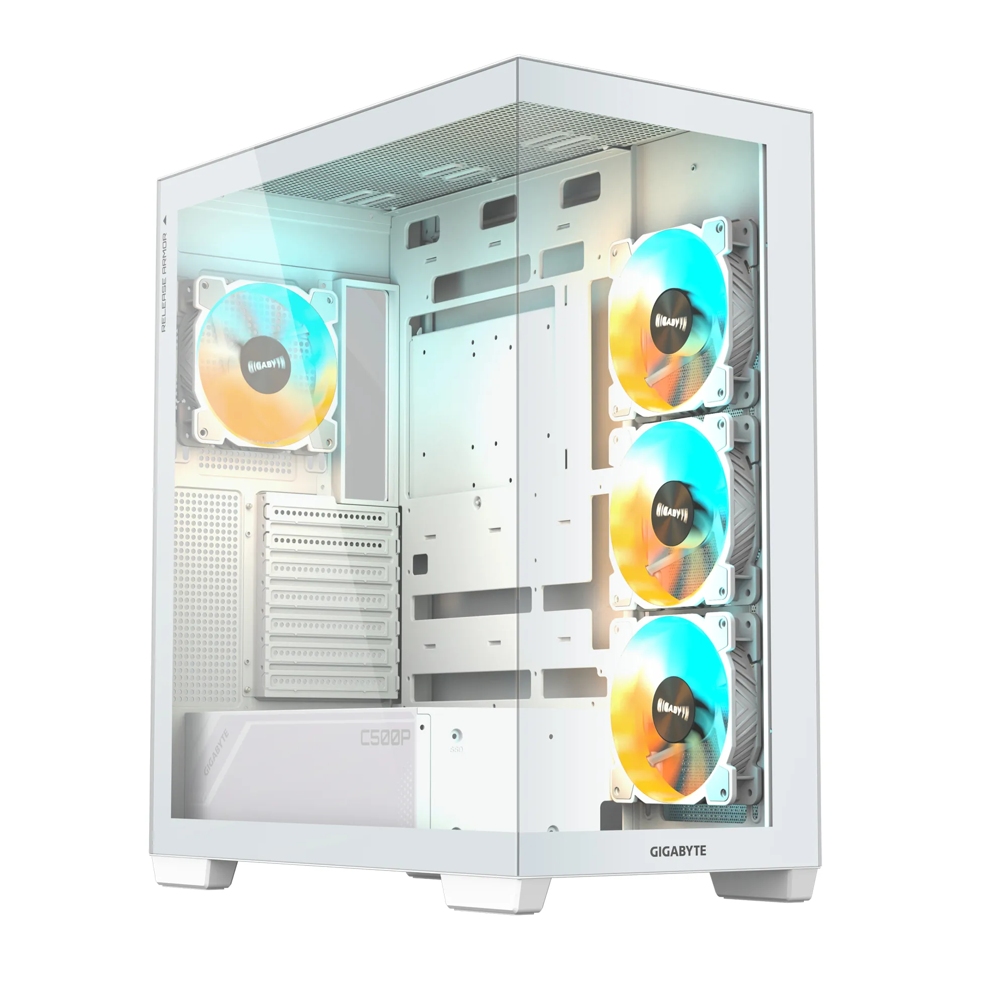 Gigabyte C500 PANORAMIC STEALTH - miditornikotelo, Valkoinen