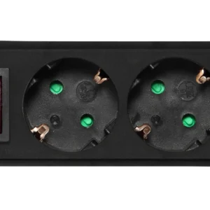 Deltaco pistorasia 3xCEE 7/3 1xCEE 7/7, jatkojohto kytkimellä 3m, musta