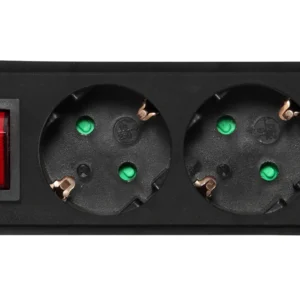 Deltaco pistorasia 3xCEE 7/3 1xCEE 7/7 jatkojohto kytkimellä 5m, musta