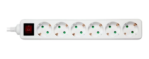 Deltaco pistorasia 6xCEE 7/3 1xCEE 7/7 jatkojohto kytkimellä 1,5m, valkoinen