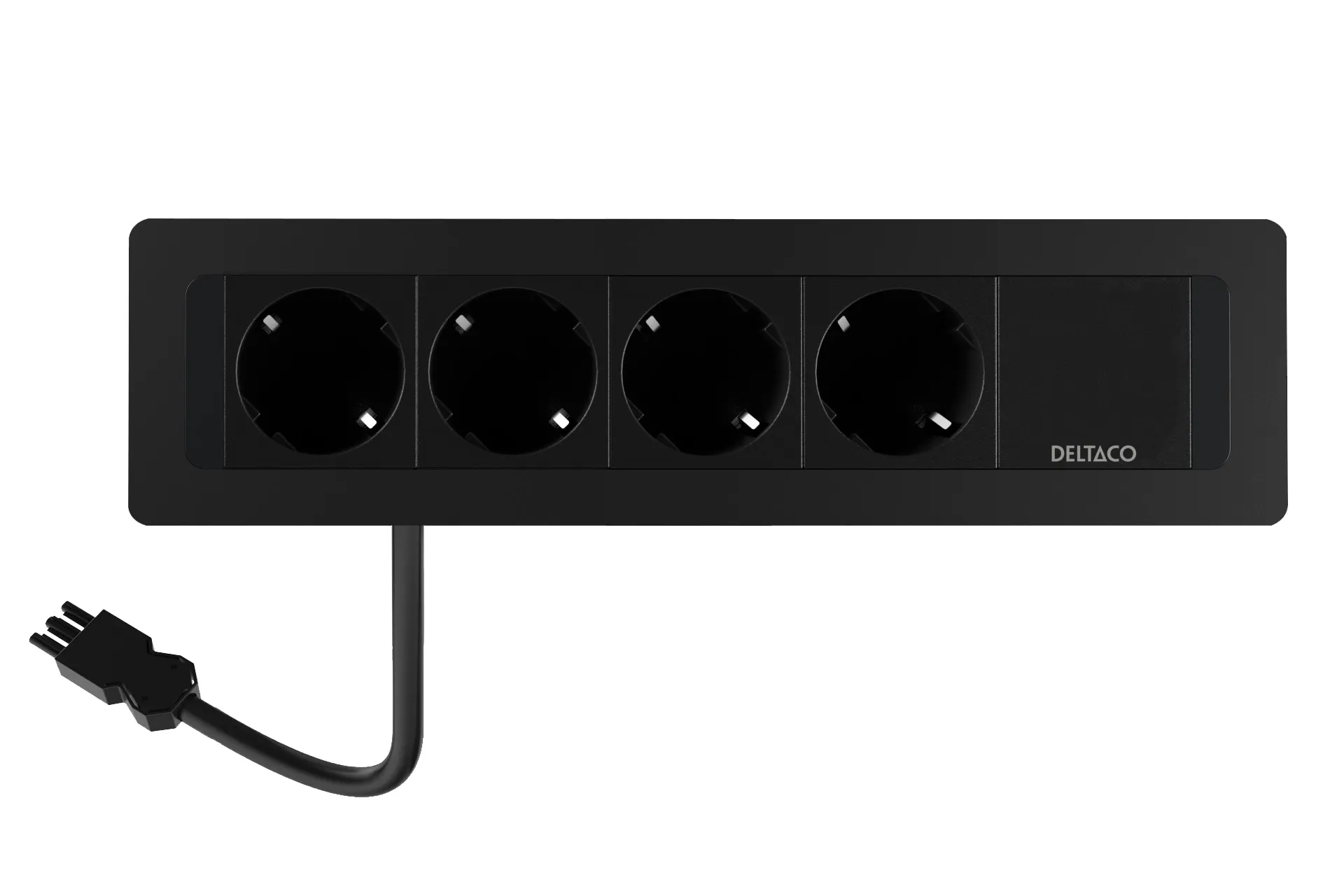 Deltaco Office -pöytään upotettava virtapaneeli, 4 pistorasiaa, musta