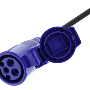 Deltaco adapterikaapeli, CEE 16A, CEE-pistorasia - CEE 7/7 uros, ulkokäyttöön IP44, 1m, Musta