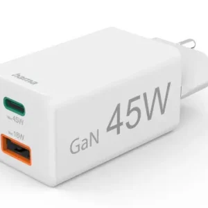 HAMA Charger 1x USB-C 1x USB-A GaN 45W White