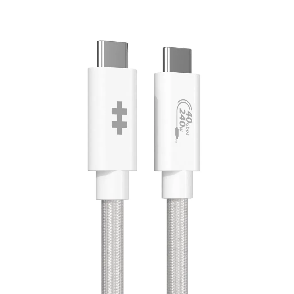 Hyper HyperDrive USB4 Performance USB-C -kaapeli, valkoinen, 1.2m