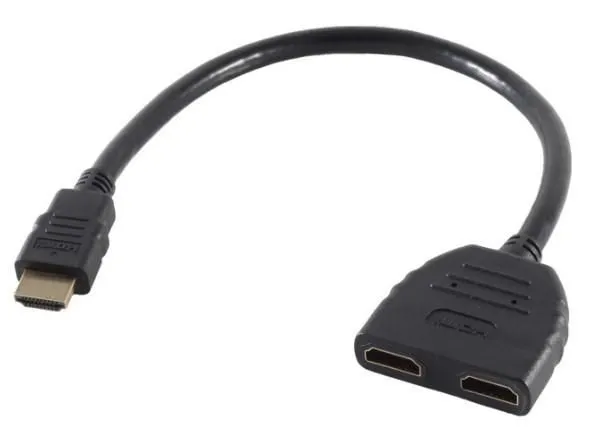 MicroConnect HDMI – 2x HDMI -kaapeli, M-F, 0,2 m, Musta