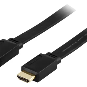 Deltaco HDMI Flat – HDMI 2.0 -kaapeli, 0,5m, Musta