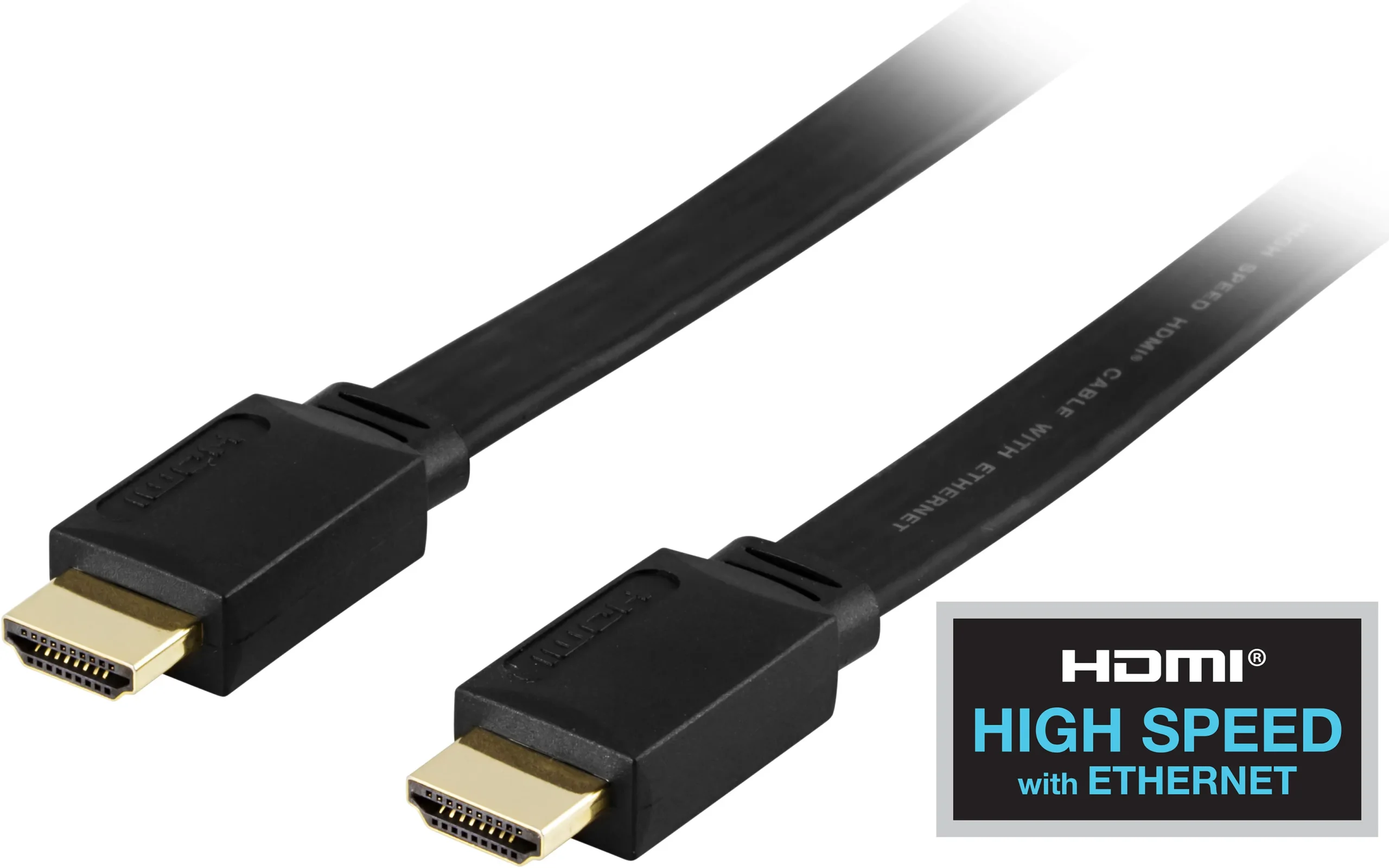 Deltaco HDMI Flat – HDMI 2.0 -kaapeli, 3 m, Musta