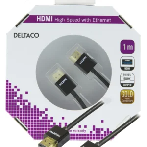 Deltaco HDMI – HDMI 2.0 -kaapeli, 1 m, Musta