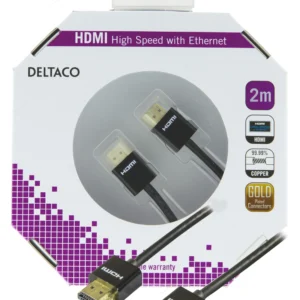 Deltaco HDMI – HDMI 2.0 -kaapeli, 2 m, Musta