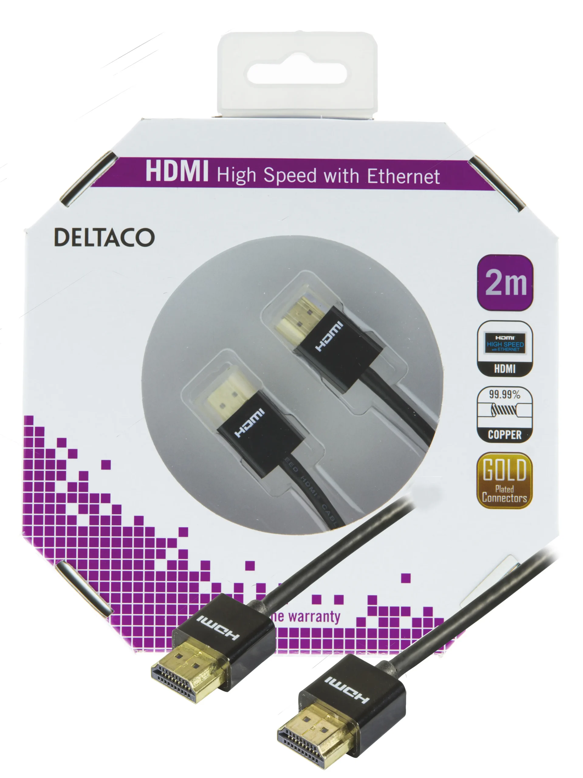 Deltaco HDMI – HDMI 2.0 -kaapeli, 2 m, Musta