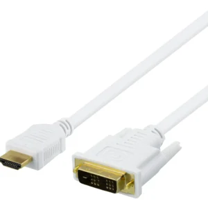 DELTACO HDMI till DVI-kabel, 2m, Full HD, vit