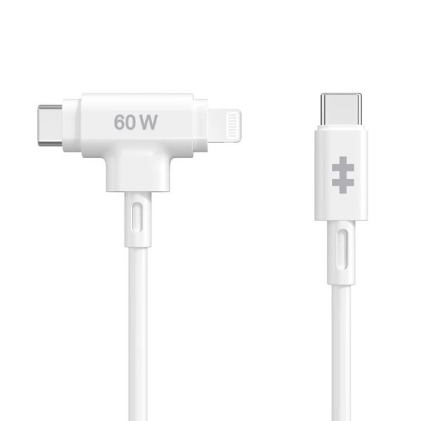 Hyper HyperJuice Silicone USB-C - USB-C ja Lightning Hybrid 60W -kaapeli 1.5m