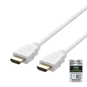 Deltaco  HDMI – HDMI 2.1 -kaapeli, 1 m, Valkoinen