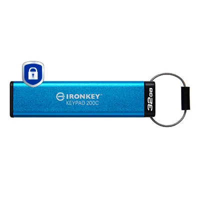 Kingston IronKey Keypad 200C, AES-256 32 Gt USB-C 3.2 Gen 1x1 -muistitikku, Sininen