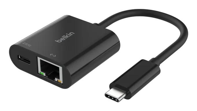 Belkin USB-C to Ethernet 100W PD -sovitin, Musta