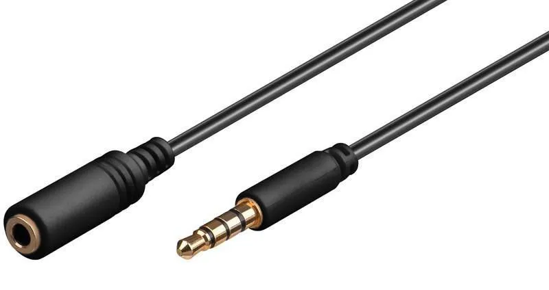 MicroConnect 3.5mm – 3.5mm -audiokaapeli, 4-pin, uros/naaras, 0,5m, Musta