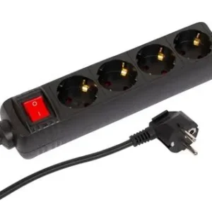 MicroConnect 4-osainen Schuko-pistorasia, on/off-kytkin, 1,5 m, musta