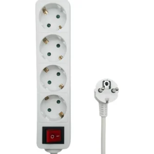 MicroConnect 4-osainen Schuko-virtapistorasia, on/off-kytkin, 5 m, valkoinen