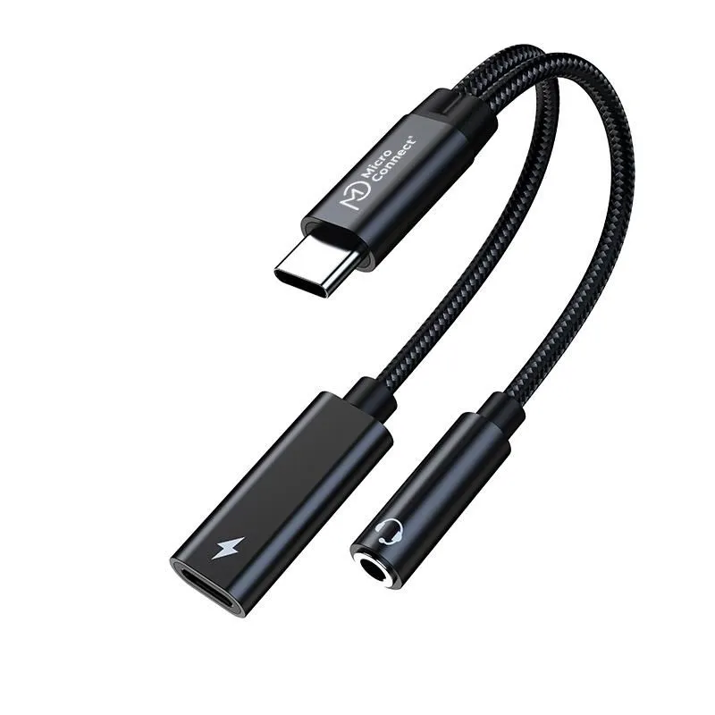 MICROCONNECT USB-C to USB-C PD and Audio -adapteri, 13cm, Hopea