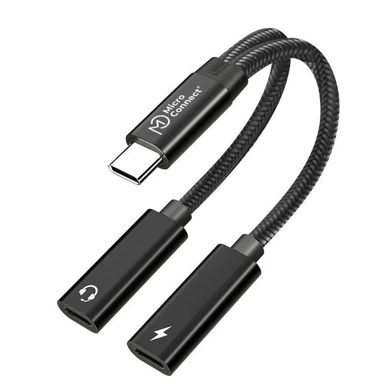USB-C to USB-C PD and USB-C Female Adapter, Silver 13cm