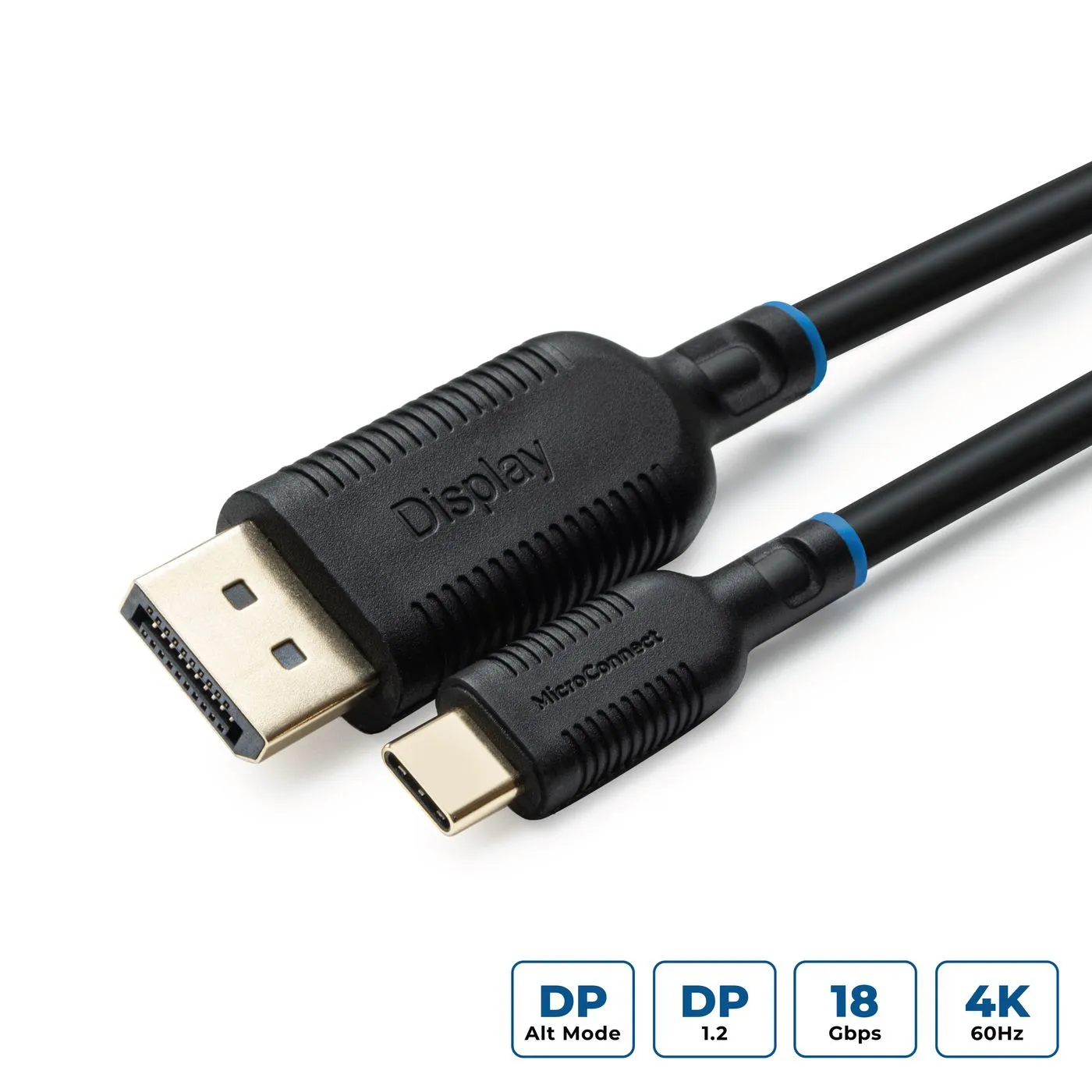 MicroConnect USB-C - DisplayPort 1.2 -kaapeli, Musta, 2m