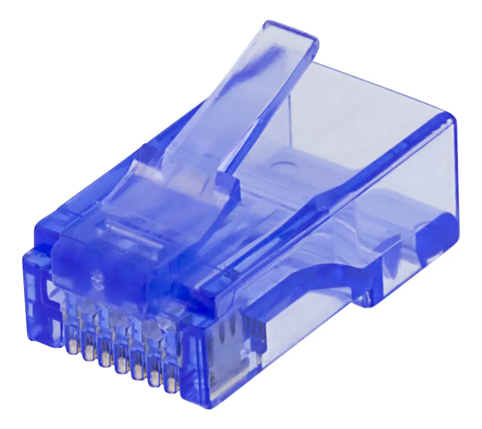 DELTACO RJ45-liitin, Cat6, UTP, 20 kpl pakkaus, läpinäkyvä, sininen