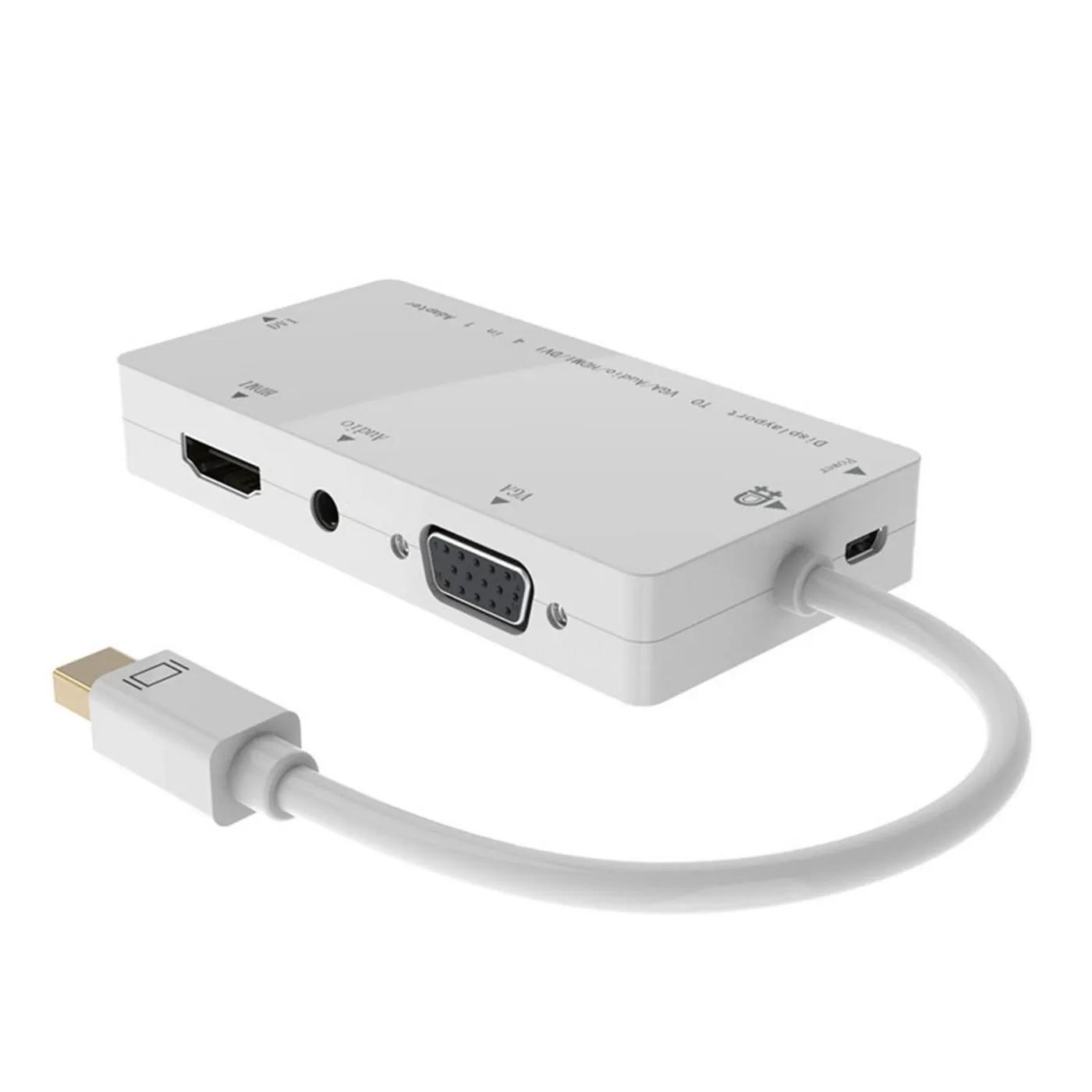 MicroConnect Mini DP to DVI/HDMI/VGA/Audio -adapteri, Valkoinen