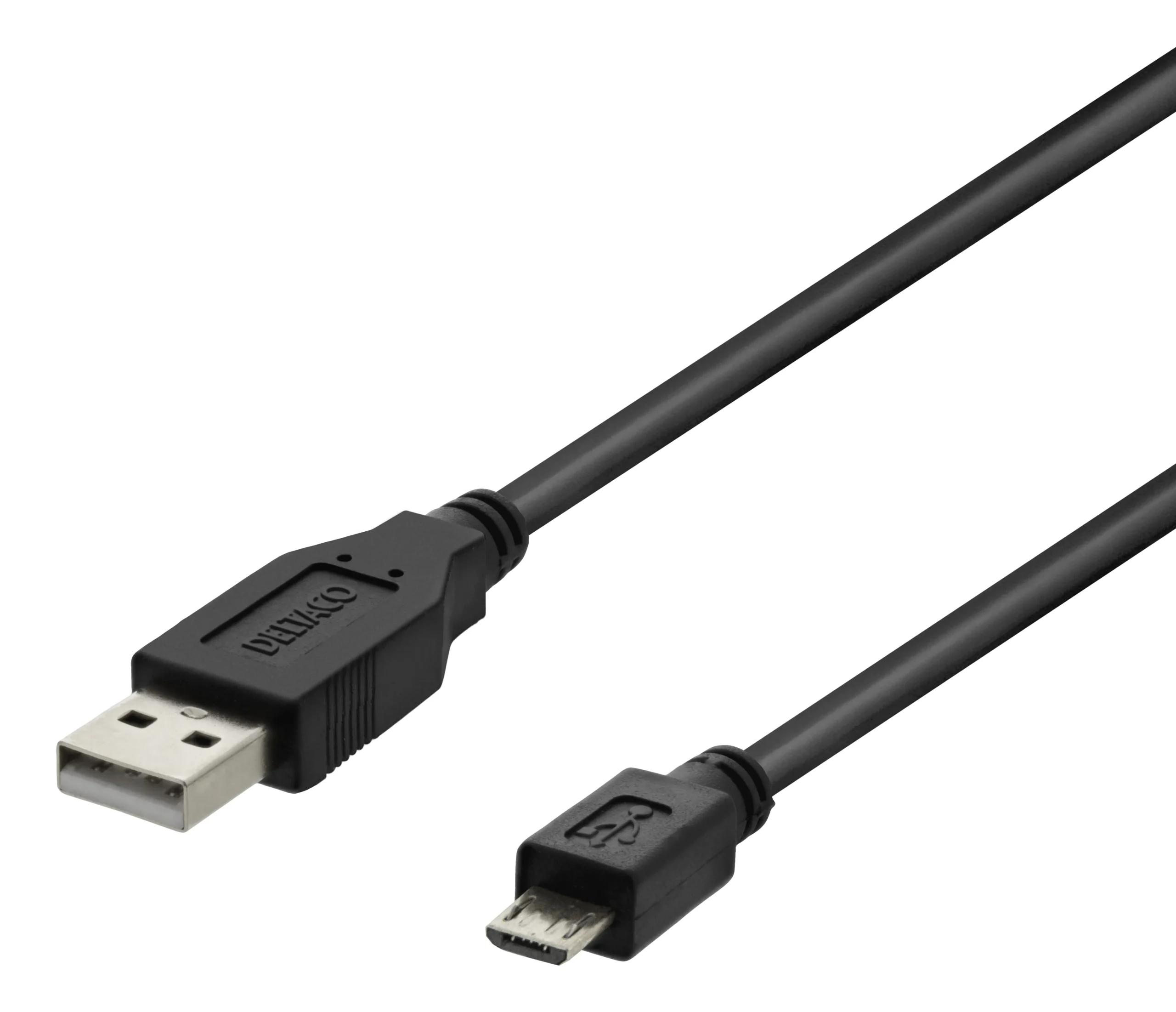 Deltaco USB-A - Micro-USB -kaapeli, Musta, 1m