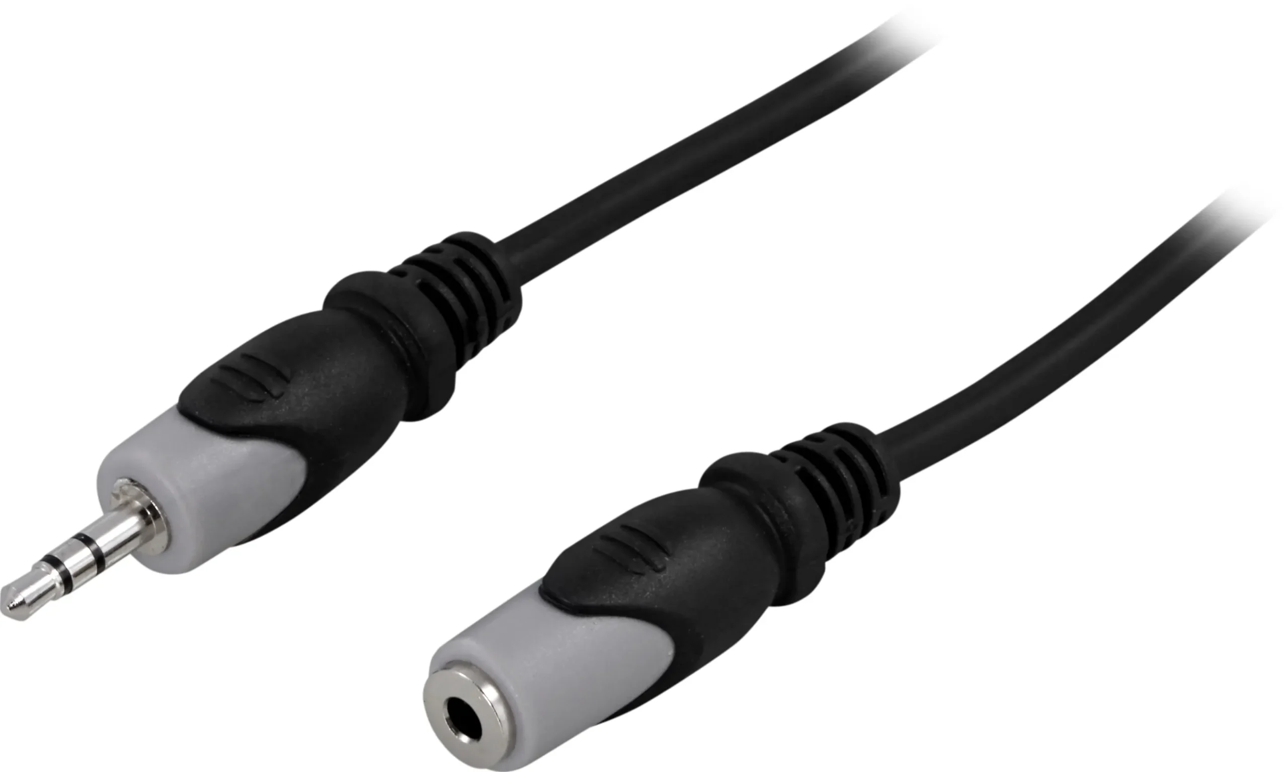 Deltaco 3.5mm – 3.5mm -audiokaapeli, uros/naaras, 10 m, Musta/Harmaa