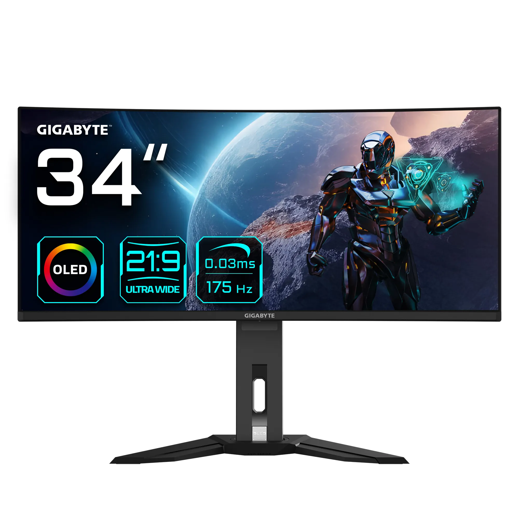 Gigabyte 34" MO34WQC. WQHD, 175Hz, 0.003ms, USB-X FreeSync Premium Pro, OLED  -kaareva pelinäyttö