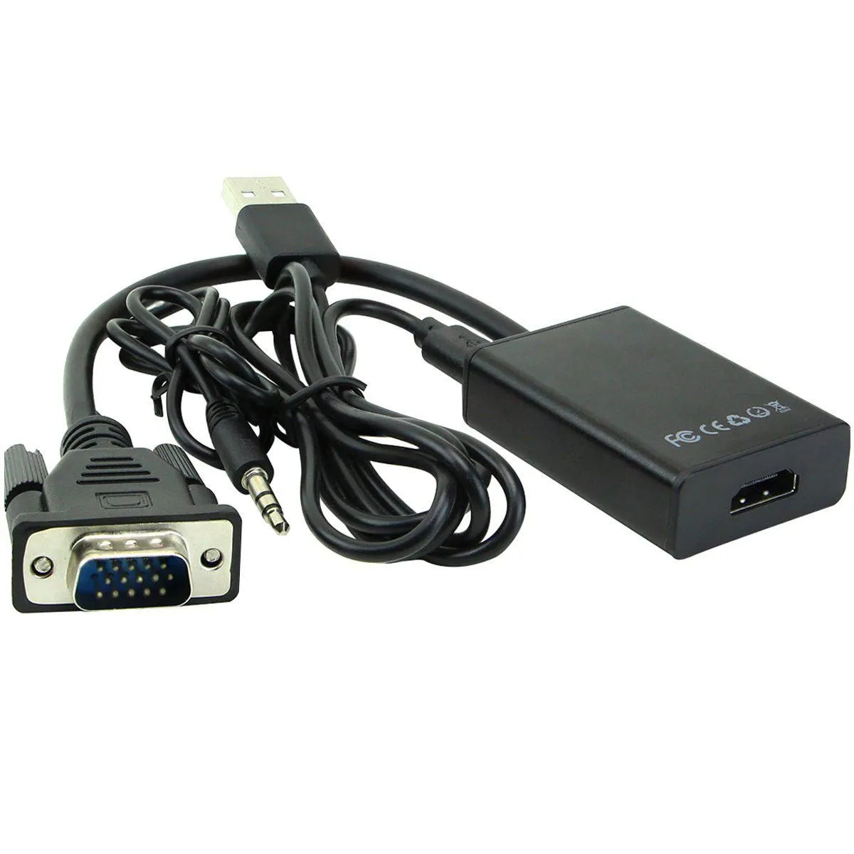 MicroConnect VGA to HDMI, USB, 3.5mm, HDMI Compliant, HDCP ready -adapteri, Musta