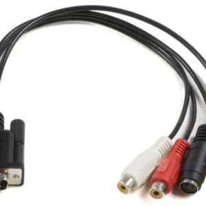 MicroConnect VGA – 3x RCA + S-Video -kaapeli, 0,3 m, Musta