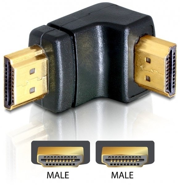 DeLOCK HDMI-adapter, 19-pin ha till ha, vinklad