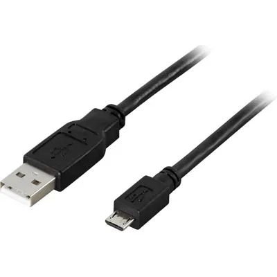 Deltaco USB-A - Micro-USB B -kaapeli, 5 m, Musta