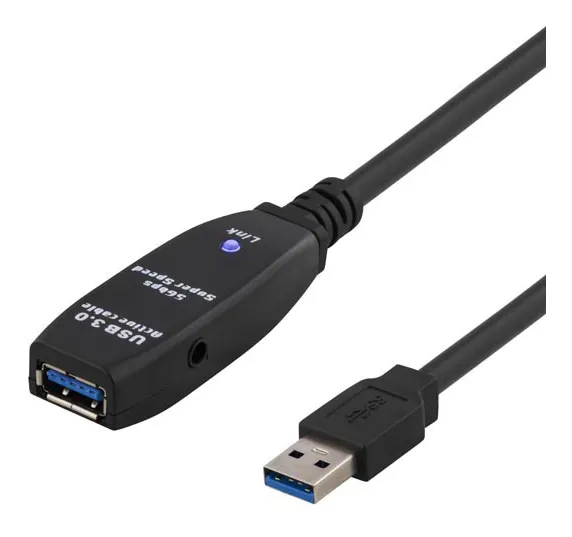 Deltaco Active USB-A 3.0 -jatkokaapeli, 7 m, Musta