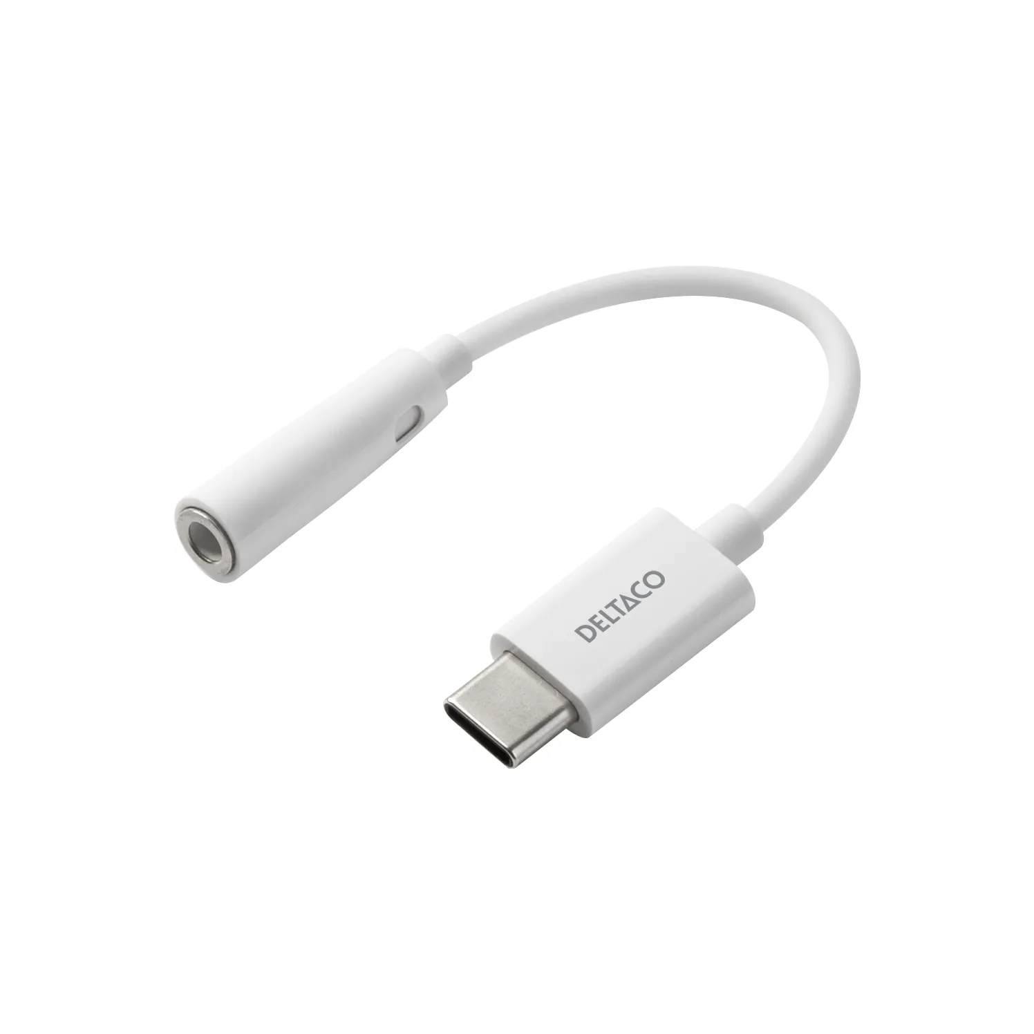 Deltaco  USB-C – 3.5mm -adapteri, Valkoinen