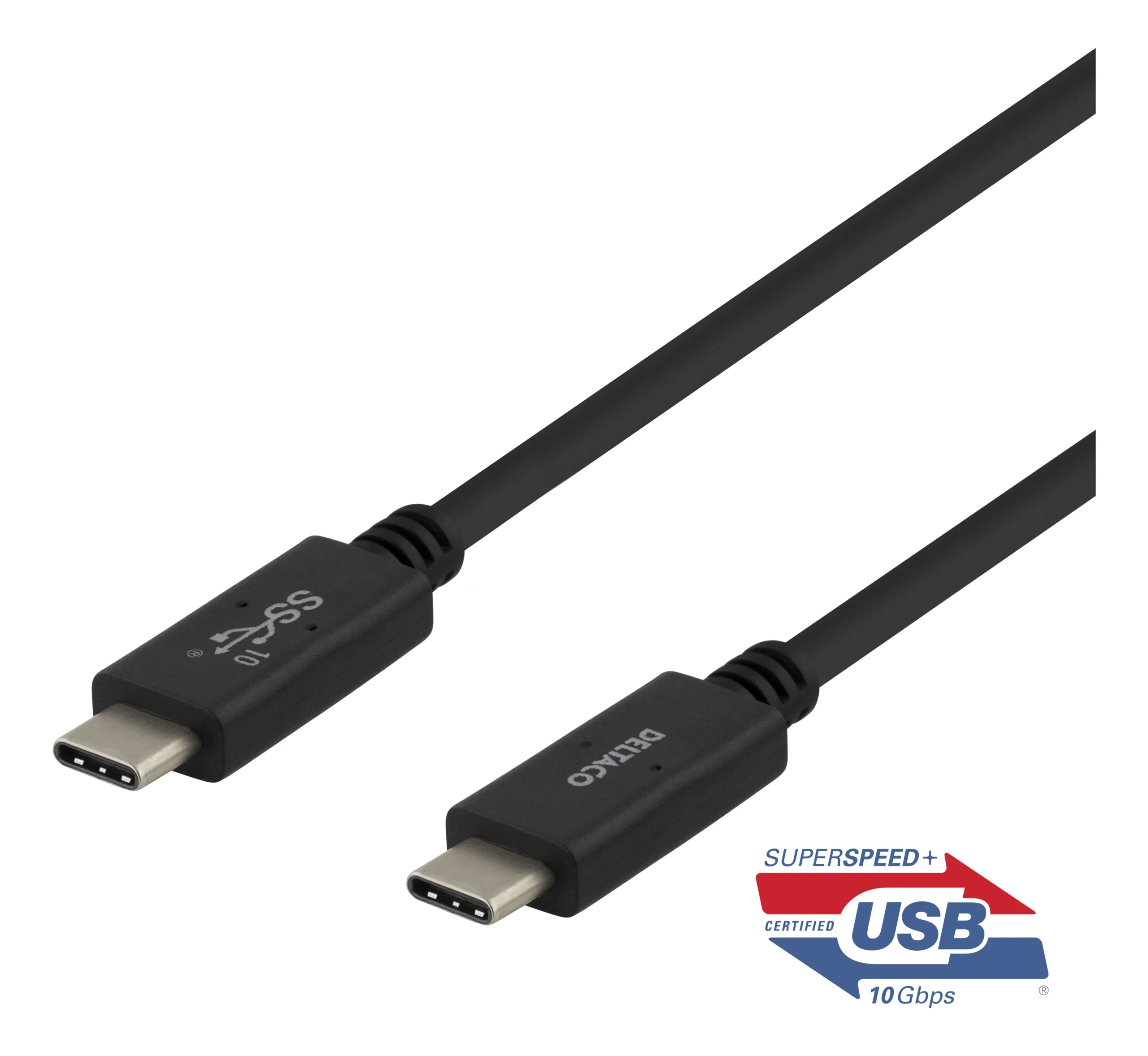 Deltaco Mobility USB-C – USB-C 3.1 Gen 2 -kaapeli, 1 m, Musta