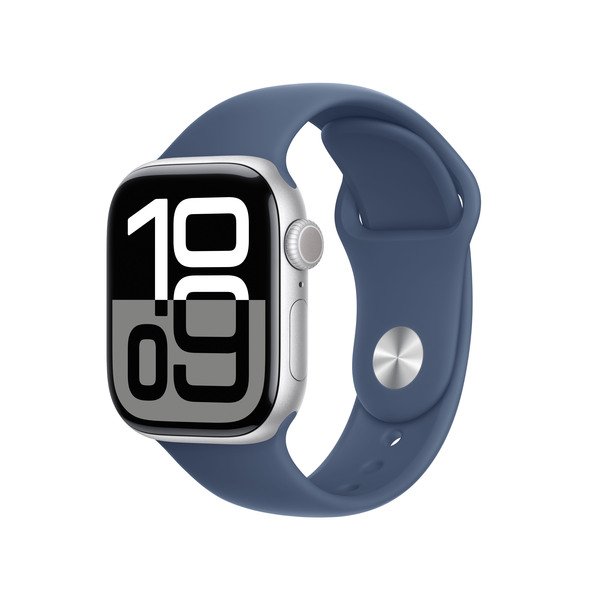 APPLE Watch Series 10 GPS 42mm Silver Aluminium Case with Denim Sport Band - M/L