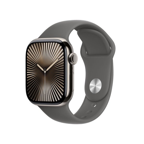 APPLE Watch Series 10 GPS + Cellular 42mm Natural Titanium Case with Stone Grey Sport Band - S/M