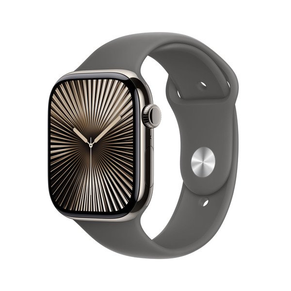 APPLE Watch Series 10 GPS + Cellular 46mm Natural Titanium Case with Stone Grey Sport Band - M/L