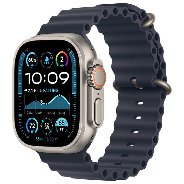 APPLE Watch Ultra 2 GPS + Cellular 49mm Natural Titanium Case with Navy Ocean Band