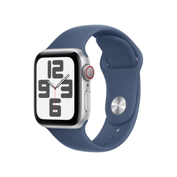 APPLE Watch SE GPS + Cellular 40mm Silver Aluminium Case with Denim Sport Band - S/M