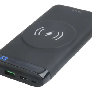 Deltaco USB-C & USB-A, 10 000 mAh -langaton varavirtalähde magneetilla, musta
