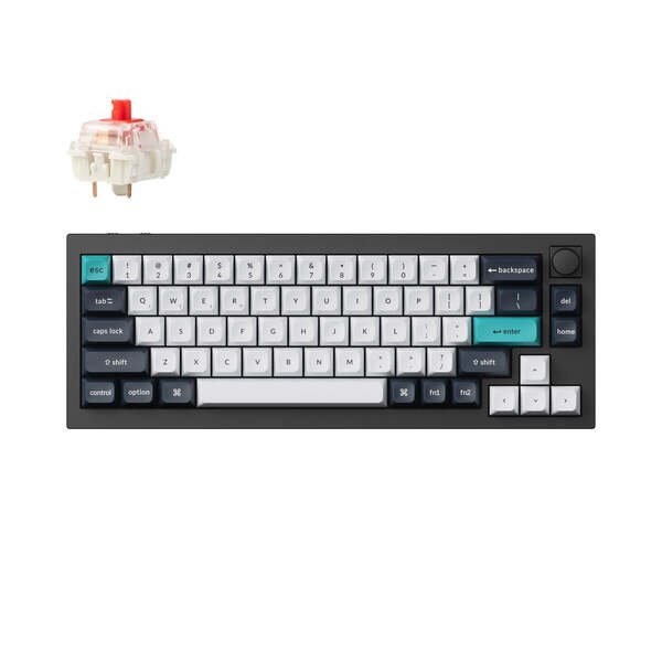 Keychron Q2 MAX 65% Knob QMK/VIA Gateron Jupiter Red -langaton näppäimistö, Musta